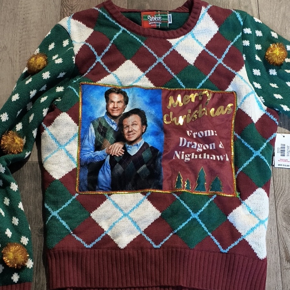 Spencer's Green and Burgundy Argyle Sweater